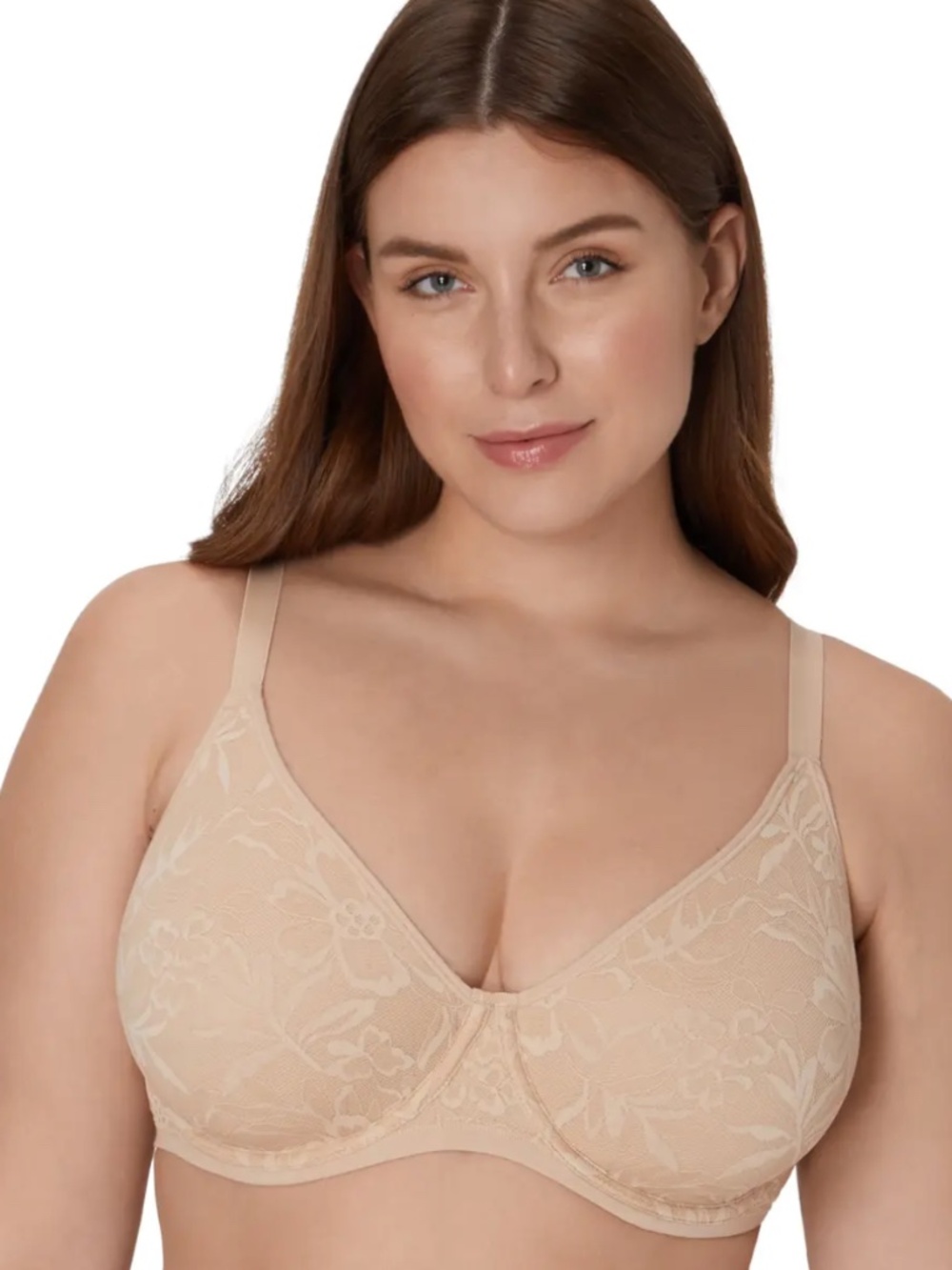 Bali Breathe Underwire Lace Cotton Modal Bra Almond DF7590 Sz 42D
